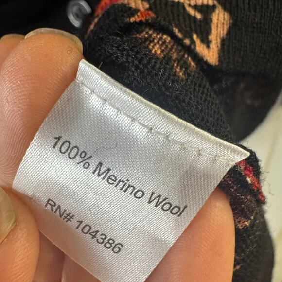 Garnet Hill Floral 100% Merino Wool 3/4 Sleeve Lightweight Cardigan Small - Picture 4 of 6